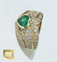 Smaragd-Brillant-Ring "Herz".