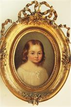 Biedermeier-Porträt eines kleinen Mädchens.