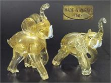 Zwei Tierplastiken "Elefant", Murano.