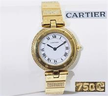 Cartier-Damenarmbanduhr. Modell Santos/Vendome,  750er Gelbgold.