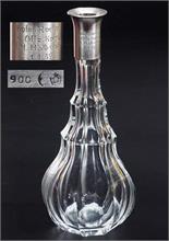 Vase/Karaffe mit Silbermontierung, 900er Silber Krone, Halbmond punziert.