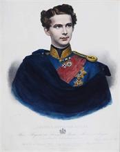 Brustbildnis König Ludwig II von Bayern.