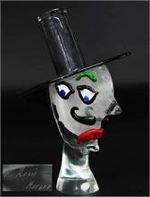 Skulptur "Gesicht mit Hut".  P. ROSSi / Murano signiert