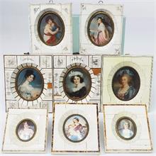 Sammlung von verschiedenen Elfenbein-Miniaturen.