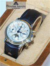 Herren Armbanduhr "Maurice Lacroix" mit Chronograph, Kalender, Mondphase, Automatikwerk.