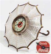 Regenschirm-Uhr um 1900, Werbung für Coca Cola.