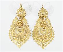 Paar orientalische Ohrgehänge, 800er Gold, geprüft .