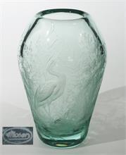 MOSER Vase."Reiher in Teichlandschaft", Karlsbad.   20. Jahrhundert