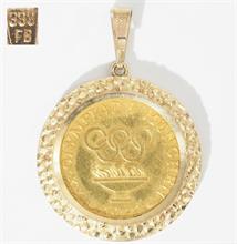 Gefaßte Goldmünze  "20. Olympia München 1972".