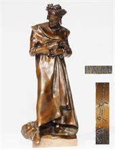 AUBÉ, Jean Paul. Bronzestatue "Dante", Frankreich, Anfang 20. Jahrhundert.