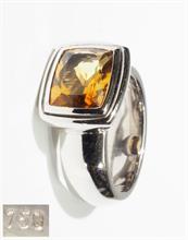 Ring mit Citrin (Fochtmann). 750er Weißgold,