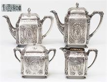 Kaffee- und Teeservice, um 1900,  Friedrich Reusswig, Hanau zugeschrieben,  800er Silber.