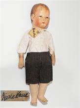Antike Käthe Kruse Puppe mit original Etikett, wohl um 1920/30.