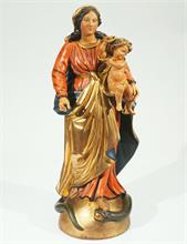 Schnitzfigur "Maria Immaculata  mit Jesuskind" im Barockstil.