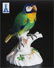 Große Tierfigur "Papagei", MEISSEN, um 1860, 1. Wahl.