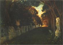 Park de Villa Borhese/Rom, attr. Achenbach.  19. Jahrhundert.