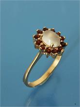 Mondstein -Granat Ring.  925er Silber vergoldet. 