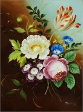 Großes Porzellanbild mit Blumenbukett. 2. Hl. 20. Jh.  