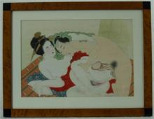 Eisen, Tomioka. 1864 - 1905.   Erotische Szene (Shuna). Farbholzschnittt. 