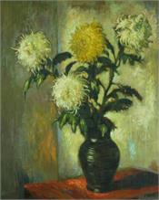 Schwartz. Chrysanthemen in Vase. 