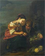 Altmeister-Kopist.   1860.    Kinderleben in Sevilla.  Die Traubenverkäufer. Nach Murillo Bartholomé Estéban. 