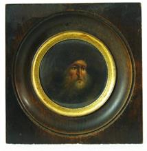 Miniaturen-Porträt eines alten Mannes.  Mitte 19. Jh.  wohl Rußland. 
