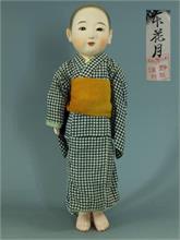 Seltene Ichimatsu Ningyo Gelenkglieder-Jungen- Puppe.  Japan um 1920. 