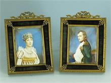 Porträt Napoléon Bonaparte und Porträt  Ehefrau Joséphine. 