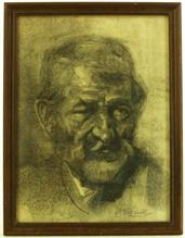 Leibl, W.    1844 - 1900. Herrenporträt. Kohlezeichnung 