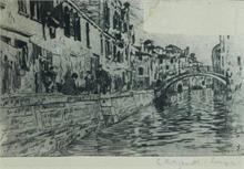 Miti-Zanetti, Giuseppe. 1859 - 1929.  Brücke in Venedig.  