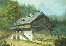 Berghütte in den Schweizer Alpen. 