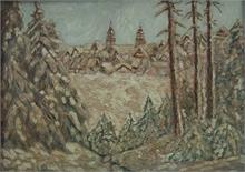 Winterlandschaft .  Russischer Maler 20. Jahrhundert. 