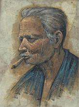 DANG. Porträt eines Alten mit Zigarre.