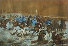 Kavallerie in der Schlacht. 