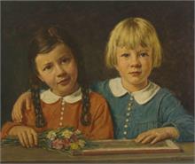 Schwenk, G. Zwei Kinder im Halbporträt.