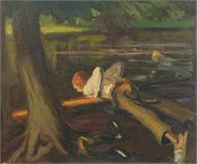 Aus der Malerfamilie EXTER. 1860 - 1960. Junge am Wasser. 