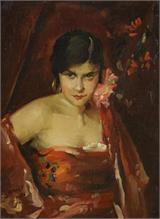 BAKST, L. Schönheit im roten Kleid.  Um 1900. 