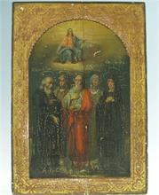 Ikone mit 5 Heiligen. Rußland um 1890. 