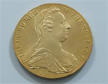 Maria Theresien  Silbermünze vergoldet. 