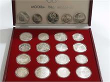 21 Silbermünzen Olympia Moskau 1980. 