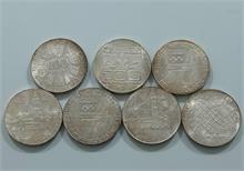 7 Stück  100 ATS Silbermünzen WINTERSPIELE INNSBRUCK  1976. 