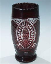 Bleikristall- Überfang-Vollschliff-Vase. 