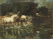 Reiter am Flussufer. 
