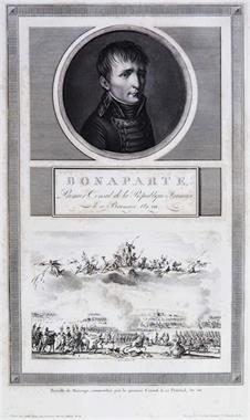 Napoleon als Premier Consul mit der Schlacht von Marengo.