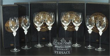 Weiß- und Rotweingläser. ROSENTHAL "Versace, Medusa Lumiere".  Form 20665, Dekor 110835.