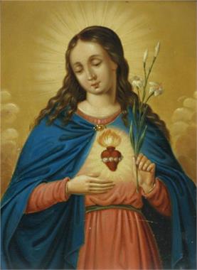 Maria mit flammendem Herzen.  Mite 19. Jahrhundert. 